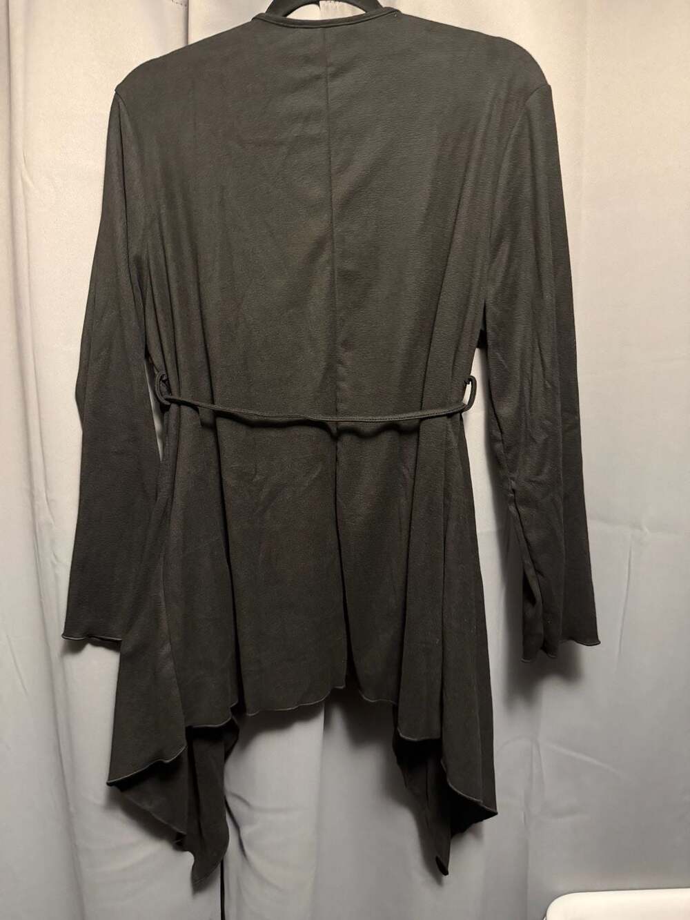 Size 10 Medium BloomChic Faux Suede Tie Wrap Cardigan Jacket Black - Picture 8 of 8